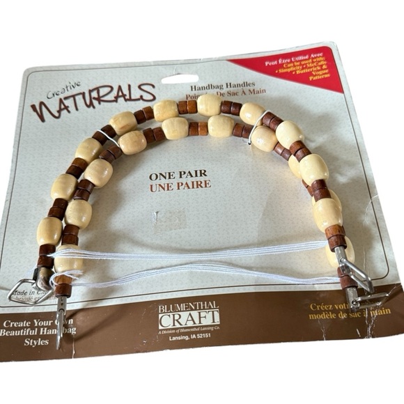 Creative Naturals Tan and Brown Cube Wooden Bead Bag Handles - Picture 4 of 4